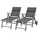 Patiojoy 2 PCS Patio Chaise Lounge Chair Outdoor Reclining Chair w/Neck Pillow & Wheels Gray