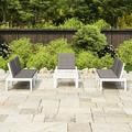 Dcenta 4 Piece Patio Lounge Set with Anthracite Cushions 2 Benches Chair and Table Conversation Set Plastic White Outdoor Sectional Sofa Set for Garden Balcony Yard Deck