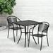 BizChair Commercial Grade 28 Square Black Indoor-Outdoor Steel Patio Table Set with 2 Round Back Chairs