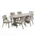 Zoey Outdoor Modern 6 Seater Aluminum Dining Set with Cushions Dark Gray and Silver