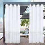 White Patio Sheer Curtains - Grommet Top Outdoor Curtains for Patio Waterproof White Sheer Drapes for Balcony/Porch/Lanai 52 Inches Wide by 108 Inches Long 1 Piece