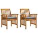 Patio Dining Chairs 2 pcs with Cushions Solid Acacia Wood