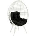 Wicker Patio Lounge Chair with Angled Metal Legs White