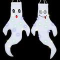 Gustave 2-Pack 43 Halloween Ghost Windsocks Hanging Decorations Flag Wind Socks with LED Lights for Home Yard Outdoor Decor Party Supplies
