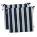 RSH DÃ©cor Indoor Outdoor Set of 2 Foam Dining Chair Seat Cushions 19 x 19 x 3 Cobalt Blue & White Stripe