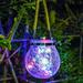 EpicGadget Solar Lantern Multicolor Solar Powered Jar Light Cracked Glass Ball Hanging Decorative Firefly Light Waterproof LED Lantern for Garden Patio Yard Table Outdoor Hanging Decor (1 Piece)