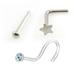 Nose L-shape Star design Nose Bone w/ Ball End & Screw Retainer w/ CZ 3pack 22G