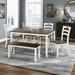 Hassch 6 Piece Dining Table Set With Bench Table Set With Waterproof Coat Ivory And Cherry