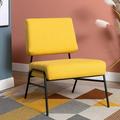 Yipa PU Metal Frame Lounge Chairs Modern Living Room Furniture High Backrest Padded Seat Easy Assemble Patio Accent Chair Yellow