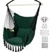 MOUTAL Hammock Chair Hanging Rope Swing Max 500 Lbs 2 Cushions Included Large Macrame Hanging Chair with Pocket for Superior Comfort with Hardware Kit Green