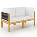 Andoer Solid Acacia Wood 2-seater Patio Bench with Cushions