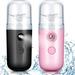 2 Pack Mini Facial Mist Sprayer 30Ml Portable Usb Steamer Eyelash Extension Facial Moisturizing Spray Machine (Black & Pink)