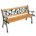 49 in Garden Bench Patio Porch Chair Deck Hardwood Cast Iron Love Seat Rose Style Back