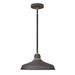 1 Light Outdoor Pendant Barn Light in Traditional-Industrial Style 16 inches Wide By 7.5 inches High-Museum Bronze Finish Bailey Street Home