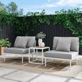 Modway Stance 3 Piece Outdoor Patio Aluminum Set in White Gray