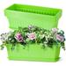 Thicken Window Box Planter 1 Pack Plastic Vegetable Flower Planters Boxes 17 Inches Rectangular Flower Pots with Saucers for Indoor Outdoor Garden Patio Home Decor (Green)