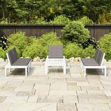 Anself 4 Piece Patio Lounge Set with Anthracite Cushions 2 Benches Chair and Table Conversation Set Plastic White Outdoor Sectional Sofa Set for Garden Balcony Yard Deck