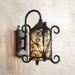 John Timberland Casa Seville Vintage Rustic Outdoor Wall Light Fixture Dark Walnut Scroll 13 1/4 Champagne Hammered Glass for Post Exterior Barn Deck