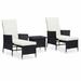 Festnight 3 Piece Patio Set with Cushions Poly Rattan Black