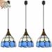 FSLiving Remote Control Pendant Light 3-Light H-Type Track Pendant Lamps Tiffany Pendant Light Stepless Dimming Color Changing Customizable - Bulb Included