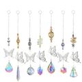 wendunide Hangs 7 Pieces Beads Window Tree Hanging Wall Window Butterflies Sun-catcher Ornament Pendant Chandelier For Garden Colorful Wedding Car Hanging Home Decor Wind Chimes White