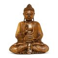 Wooden Serene Sitting Buddha Vitarka Mudra Statue Handmade Meditating Sculpture Figurine Home Decor Accent Handcrafted Art Modern Oriental Decor Size: 16 tall x 12 wide x 6 deep