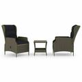 Festnight 3 Piece Patio Set with Cushions Poly Rattan Brown