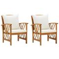 Dcenta 2 Piece Garden Chairs with Cushion Acacia Wood Armchair Wooden Outdoor Dining Chair Patio Balcony Backyard Outdoor Furniture 23.2 x 26.4 x 32.7 Inches (W x D x H)