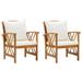 Dcenta 2 Piece Garden Chairs with Cushion Acacia Wood Armchair Wooden Outdoor Dining Chair Patio Balcony Backyard Outdoor Furniture 23.2 x 26.4 x 32.7 Inches (W x D x H)