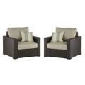 Home Square 2 Piece Wicker Patio Arm Chair Set in Brown