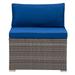 Parksville Gray Wicker / Rattan Patio Sectional Middle Chair with Blue Cushions