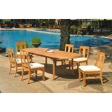 Grade-A Teak Dining Set: 6 Seater 7 Pc: 118 Double Extension Oval Table And 6 Osborne Armless Chairs Outdoor Patio WholesaleTeak #WMDSWVm