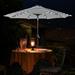GARDEN 9 Ft Solar LED Patio Umbrella with Black Round Base Weight Included Black/White Stripe