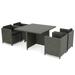 GDF Studio Venice Outdoor Wicker 5 Piece Club Chair Dining Set with Cushions Mixed Black and Dark Gray