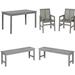 Home Square 5 Piece Patio Set with Dining Table 2 Benches and 2 Chairs in Gray