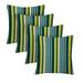 RSH DÃ©cor Indoor Outdoor Set of 4 Pillows 17 x 17 Covert Capri Blue Stripe