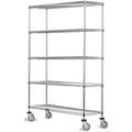 12 Deep x 72 Wide x 92 High 5 Tier Stainless Steel Wire Mobile Shelving Unit with 1200 lb Capacity