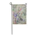 SIDONKU Watercolor Flower Floral Vintage Postcard s Garden Birds Butterfly Drawing Graph Garden Flag Decorative Flag House Banner 12x18 inch