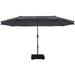 Patiojoy 15FT Double-Sided Twin Patio Umbrella with Base Extra-Large Market Umbrella Outdoor Gray