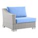 Sofa Corner Chair Rattan Wicker Light Grey Gray Light Blue Modern Contemporary Urban Design Outdoor Patio Balcony Cafe Bistro Garden Furniture Hotel Hospitality