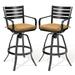 Pellebant Set of 2 Outdoor Cast Aluminum Swivel Bar Stool with Cushion in Echo Teak