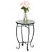 iTopRoad Round Mosaic Side Table-Patio End Table Glass Green Surface Flower Stand Outdoor