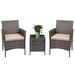 Canaan 3 Piece Patio Rattan Furniture Set â€“ 2 Relaxing Cushion Chairs With a Cafe Table - Beige