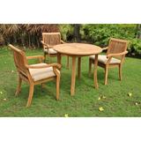 Teak Dining Set:3 Seater 4 Pc - 36 Round Table and 3 Stacking Arbor Arm Chairs Outdoor Patio Grade-A Teak Wood WholesaleTeak #WMDSAB2