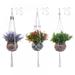 Hanging Planters with Planter Basket Set of 3 Plant Hangers Seagrass Basket with 3 Hooks DIY T-Type Tags Hand Woven Storage Flower Pot