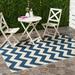 Safavieh Courtyard Bailey Chevron Indoor/Outdoor Area Rug 7 10 x 7 10 Square Navy/Beige