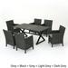 Noble House Blair 7 Piece Wicker Patio Dining Set in Gray