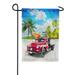 America Forever Summer Red Truck Coastal Garden Flag 12.5 x 18 inches Tropical Palm Leaves Nautical Surfboards Double Sided Seasonal Yard Outdoor Decorative Fun in the Sun Beach Garden Flag