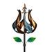 75 H Wind Spinner Bronze and Blue Patina Tulip