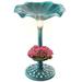 Best Choice Products Solar Lighted Pedestal Bird Bath w/ Planter Integrated Panel - Green